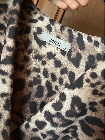 42 Beden kahverengi Renk Leopar elbise