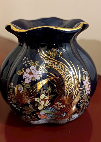 Koyu Mavi Çiçek Desenli Vazo Seti - Görsel 11