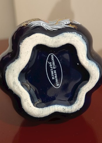 Koyu Mavi Çiçek Desenli Vazo Seti - Görsel 6