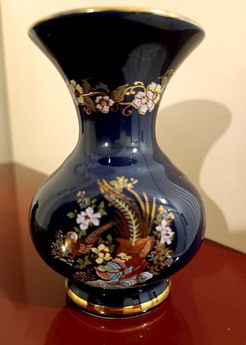 Koyu Mavi Çiçek Desenli Vazo Seti - Görsel 9