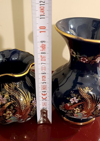 Koyu Mavi Çiçek Desenli Vazo Seti - Görsel 3