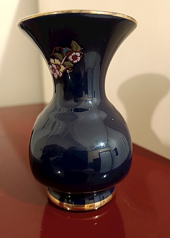 Koyu Mavi Çiçek Desenli Vazo Seti - Görsel 8