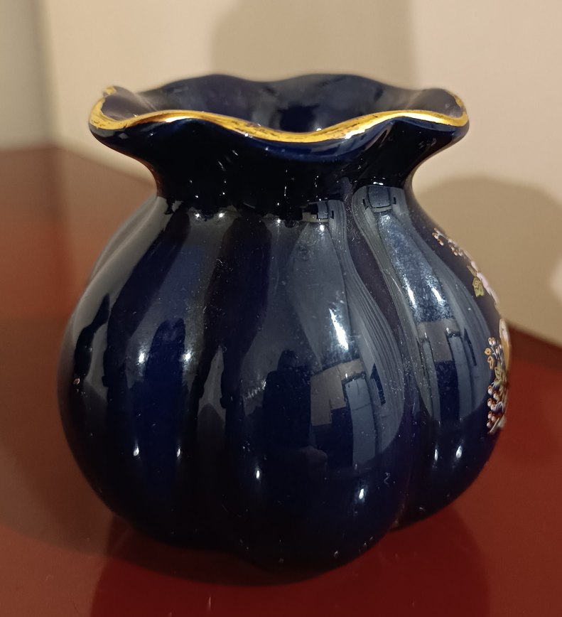 Koyu Mavi Çiçek Desenli Vazo Seti - Görsel 4