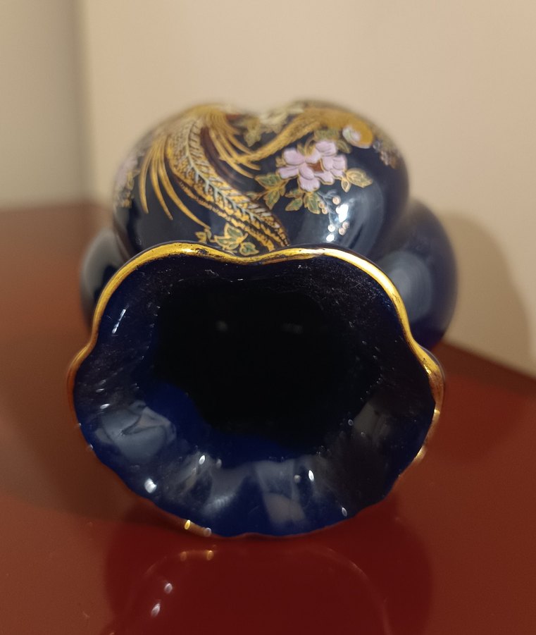 Koyu Mavi Çiçek Desenli Vazo Seti - Görsel 5