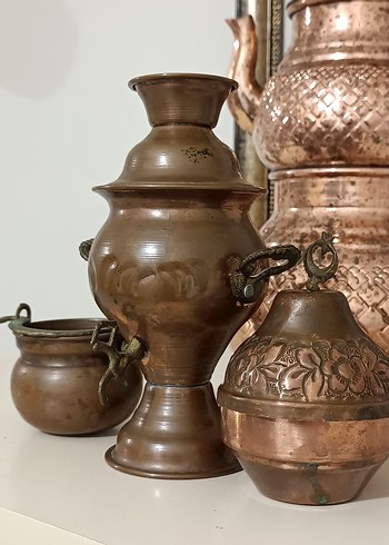 Bakır minyatür bakraç semaver lokumluk - Görsel 2