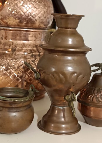 Bakır minyatür bakraç semaver lokumluk - Görsel 3