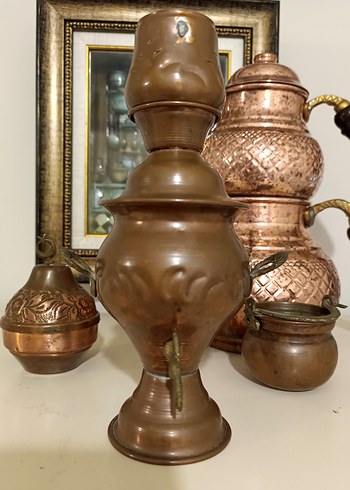 Bakır minyatür bakraç semaver lokumluk - Görsel 5