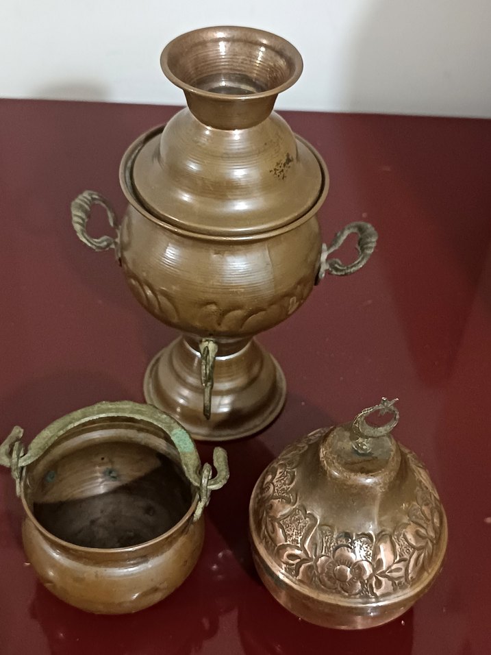 Bakır minyatür bakraç semaver lokumluk - Görsel 4