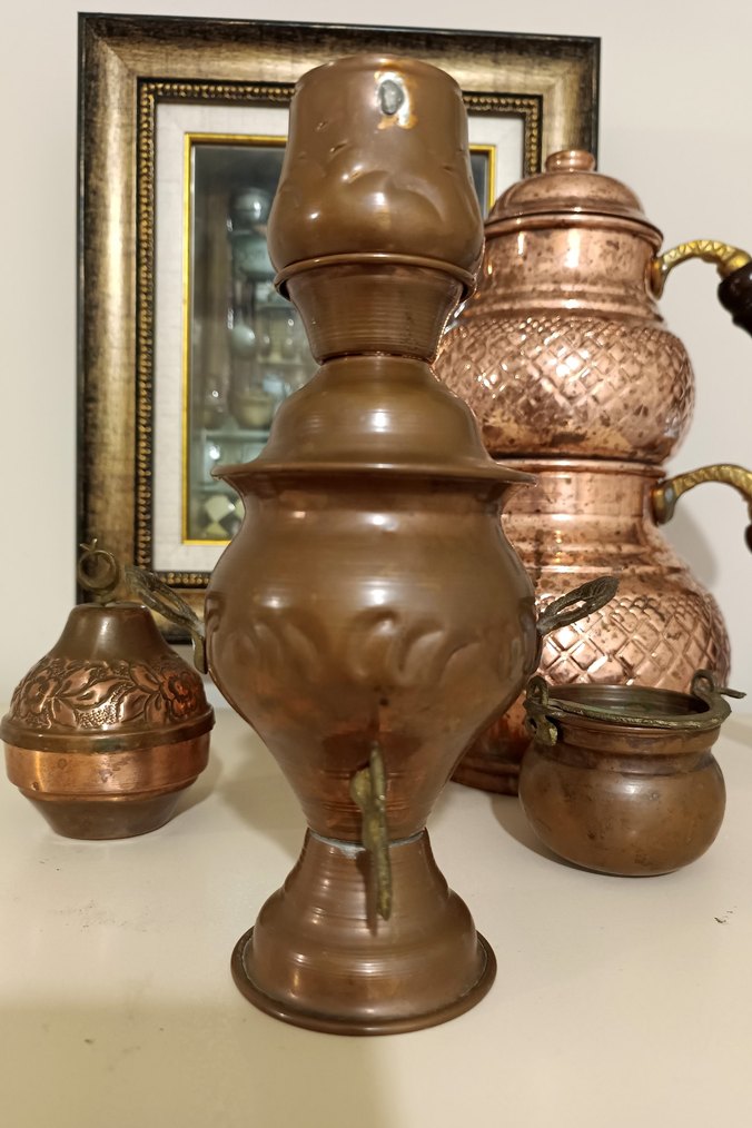 Bakır minyatür bakraç semaver lokumluk - Görsel 5