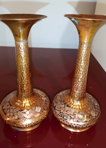 Bakır ikili vazo - Görsel 7