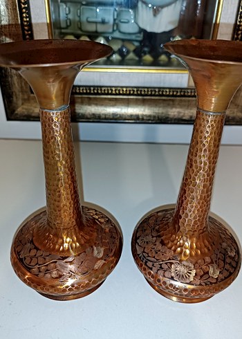Bakır ikili vazo - Görsel 9