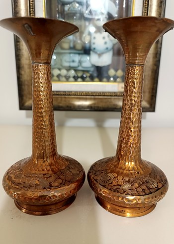 Bakır ikili vazo - Görsel 5