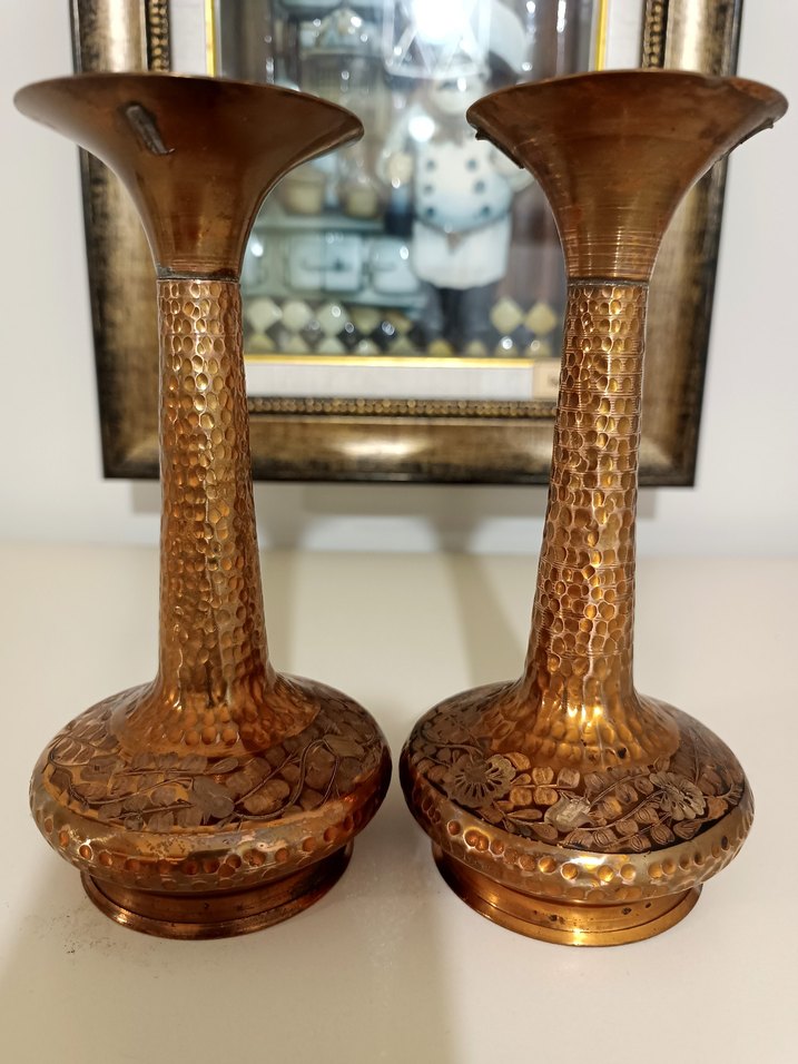 Bakır ikili vazo - Görsel 5