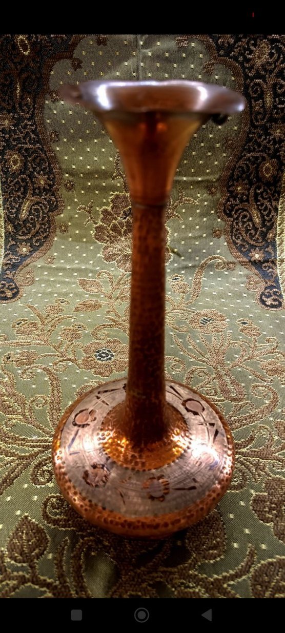 Bakır Uzun Boyunlu Vazo - Görsel 2