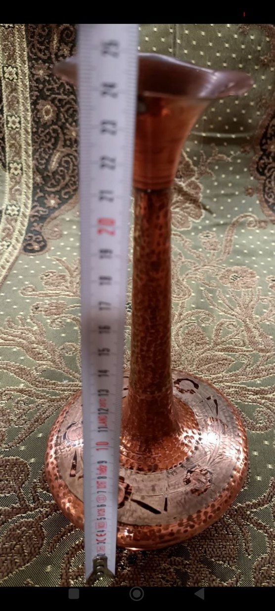 Bakır Uzun Boyunlu Vazo - Görsel 4