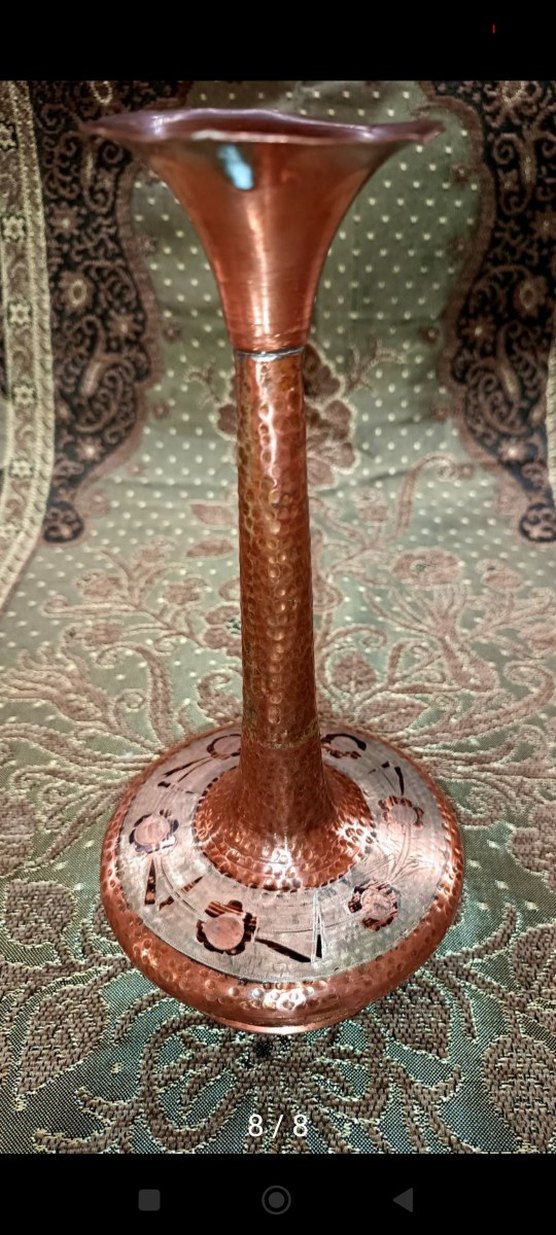 Bakır Uzun Boyunlu Vazo - Görsel 5