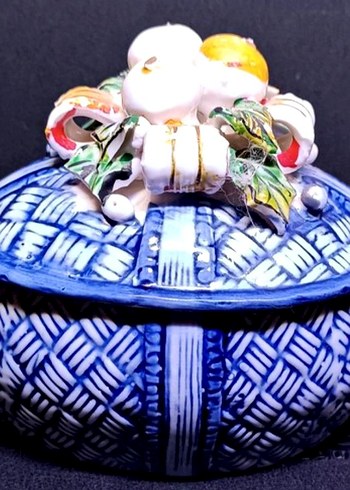 Vintage Mavi Sepet Desenli Renkli Figürin - Görsel 8