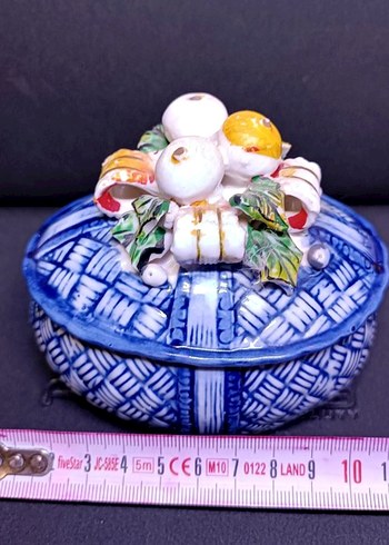 Vintage Mavi Sepet Desenli Renkli Figürin - Görsel 5