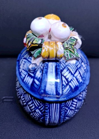Vintage Mavi Sepet Desenli Renkli Figürin - Görsel 2