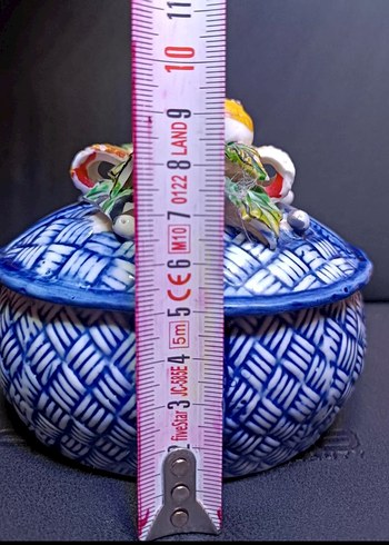Vintage Mavi Sepet Desenli Renkli Figürin - Görsel 7