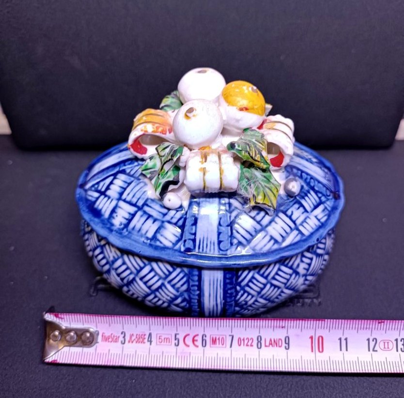 Vintage Mavi Sepet Desenli Renkli Figürin - Görsel 5