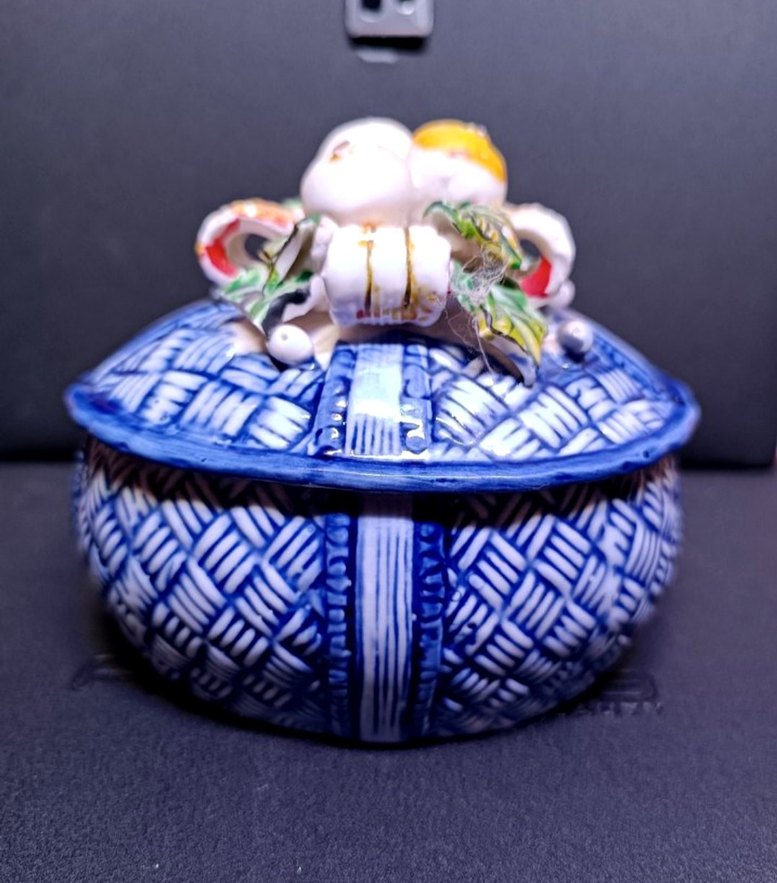 Vintage Mavi Sepet Desenli Renkli Figürin - Görsel 4