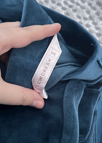 Koyu Mavi Kadife alt pijama - Görsel 4