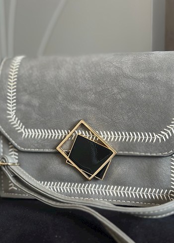 Gri Süet Modern Klasik Kadın Çanta - Görsel 3