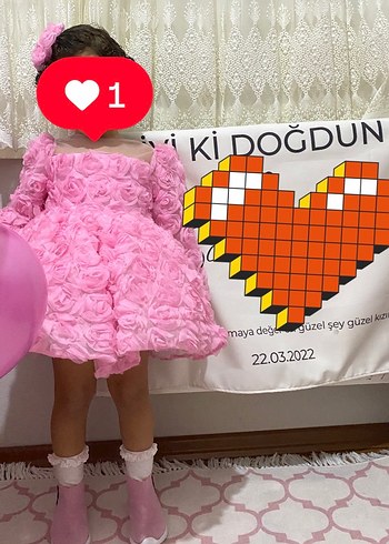 Pembe Çiçekli Fırfırlı Kız Çocuk Elbisesi - Görsel 4