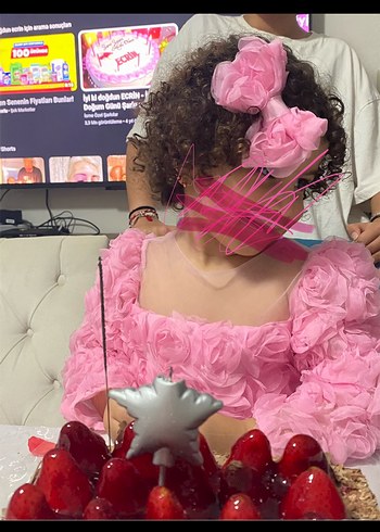 Pembe Çiçekli Fırfırlı Kız Çocuk Elbisesi - Görsel 3