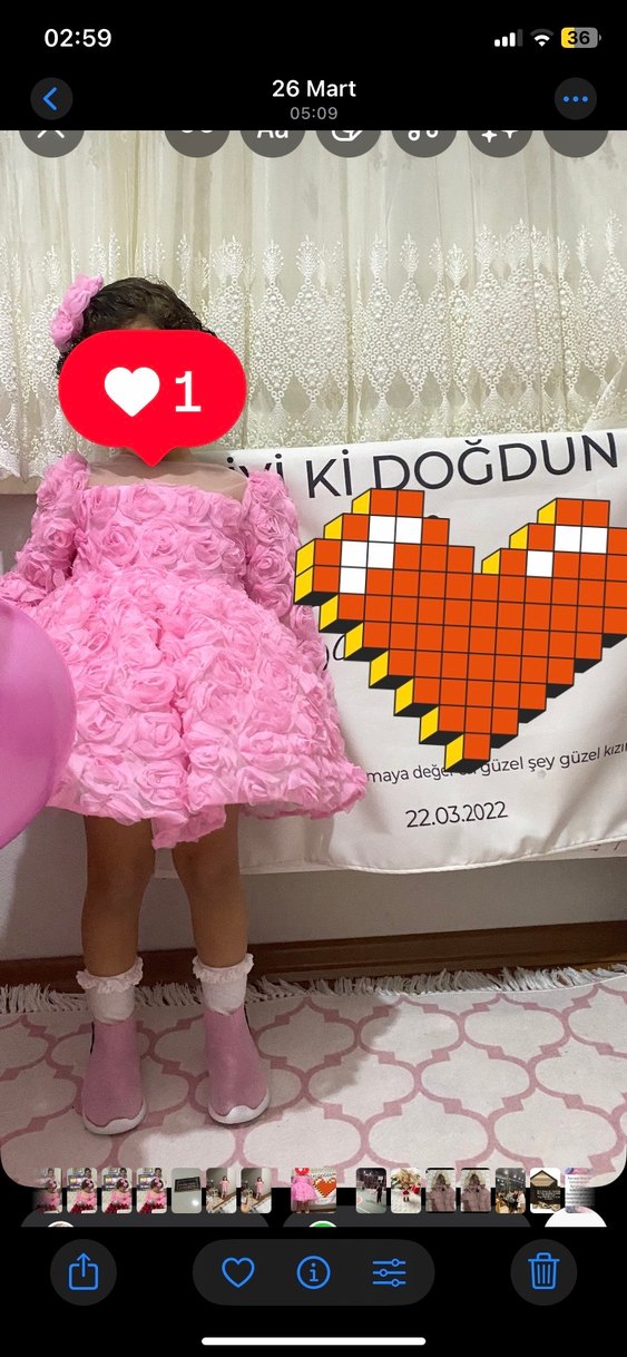 Pembe Çiçekli Fırfırlı Kız Çocuk Elbisesi - Görsel 4