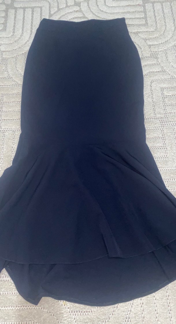 Lacivert Drapeli Uzun Kadın Etek - Görsel 3