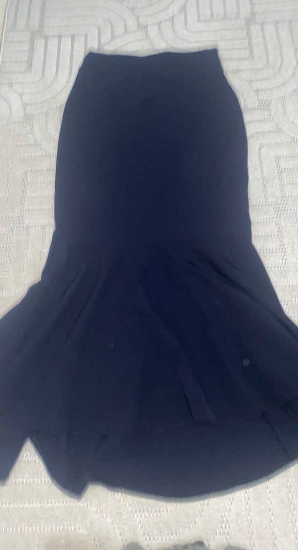 Lacivert Drapeli Uzun Kadın Etek - Görsel 2