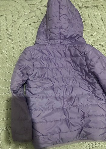 Kız Çocuk Mor Kapüşonlu Fermuarlı Mont - Görsel 2