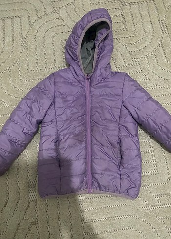 Kız Çocuk Mor Kapüşonlu Fermuarlı Mont - Görsel 5