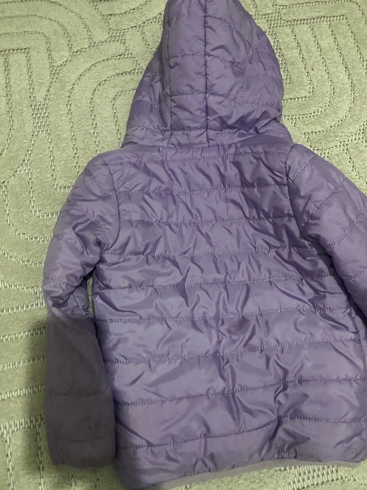 Kız Çocuk Mor Kapüşonlu Fermuarlı Mont - Görsel 2