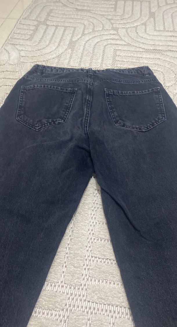 Gri Kadın Midi Boy Bol Kesim Denim Jean - Görsel 4