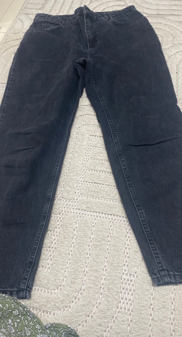 Gri Kadın Midi Boy Bol Kesim Denim Jean - Görsel 2