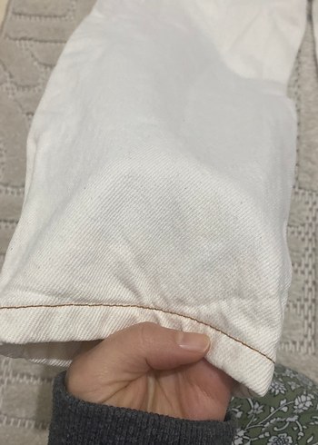 Gri Beyaz Loose Fit Kadın Midi Kot Pantolon - Görsel 5