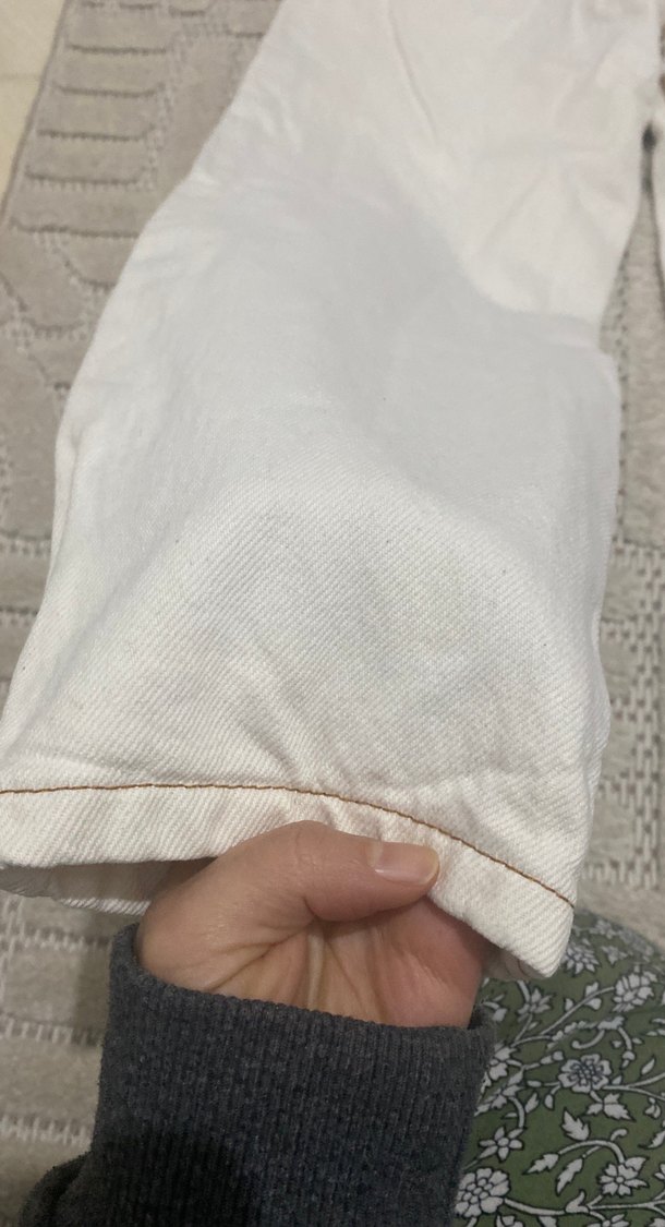 Gri Beyaz Loose Fit Kadın Midi Kot Pantolon - Görsel 5