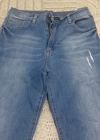 Gri Mavi Midi Boy Yırtık Detaylı Jean - Görsel 2