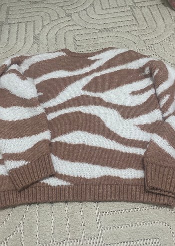 Zebra Desenli Örgü Kadın Kazak - Görsel 3