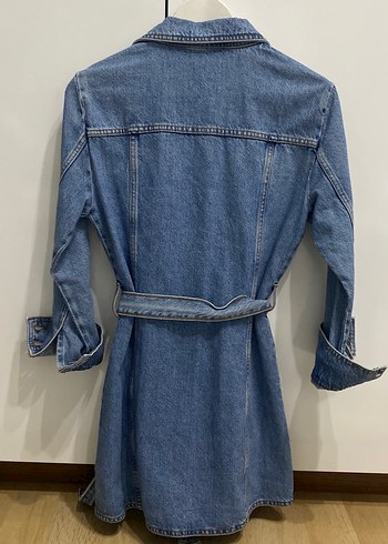 Zara Zara Kemer Detaylı Mavi Kadın Denim Elbise
