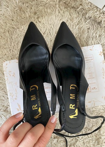 Siyah Yılan Desenli Bağcıklı Stiletto Topuklu Ayakkabı - Görsel 7