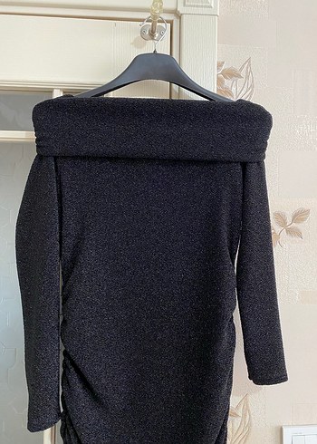 Siyah Straplez Uzun Kollu Midi Triko Elbise - Görsel 2