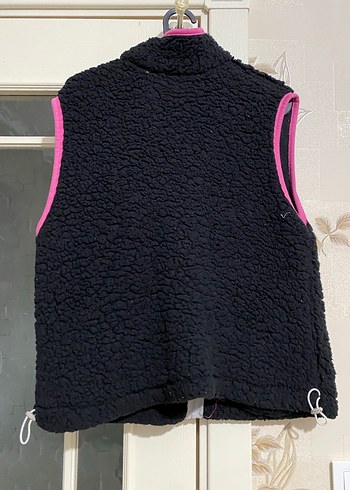 Kadın Siyah-Pembe Fermuarlı Yumuşak Yelek - Görsel 6