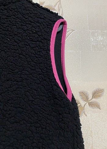 Kadın Siyah-Pembe Fermuarlı Yumuşak Yelek - Görsel 7