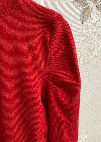 Kadın Kırmızı Yarım Balıkçı Yaka Triko Kazak - Görsel 4