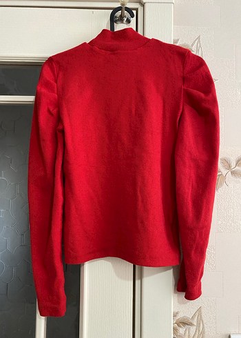 Kadın Kırmızı Yarım Balıkçı Yaka Triko Kazak - Görsel 2