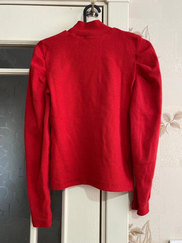 Kadın Kırmızı Yarım Balıkçı Yaka Triko Kazak - Görsel 2